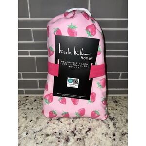 Nicole Miller Pink Strawberry Beach Towel